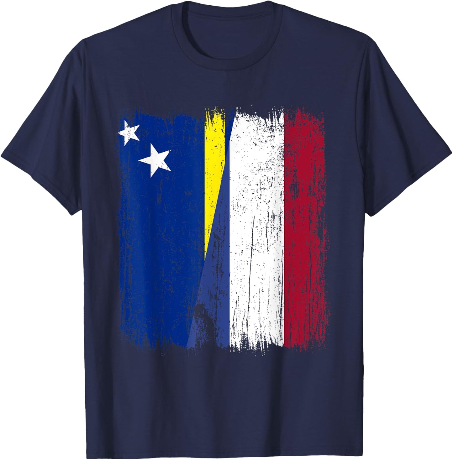 Curacao Holland Half Flag Curacaoan Dutch Heritage T-Shirt - T-Shirt | Navy