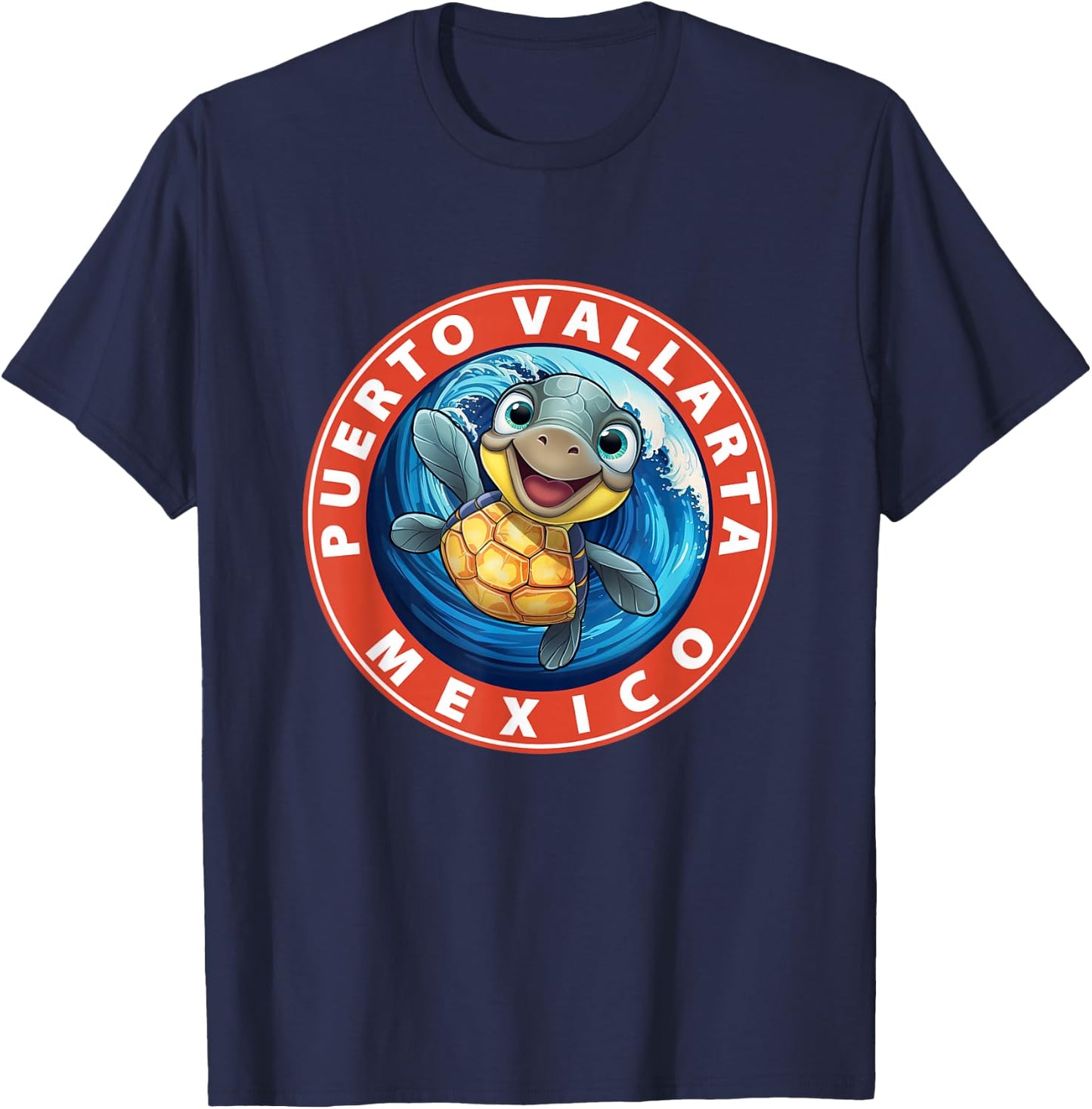 Puerto Vallarta Mexico Smiling Baby Sea Turtle Souvenir T-Shirt - T-Shirt | Navy