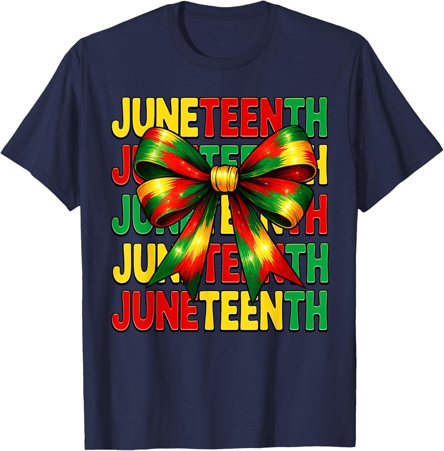 Juneteenth Coquette Bow African Girl Black History Month T-Shirt - T-Shirt | Navy