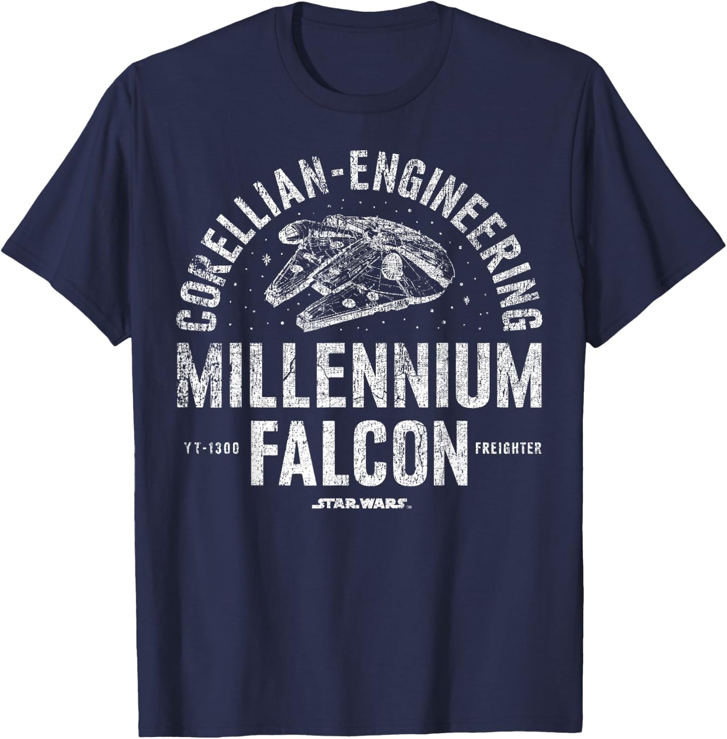 Star Wars Millennium Falcon Corellian Engineering Freighter T-Shirt - T-Shirt | Navy
