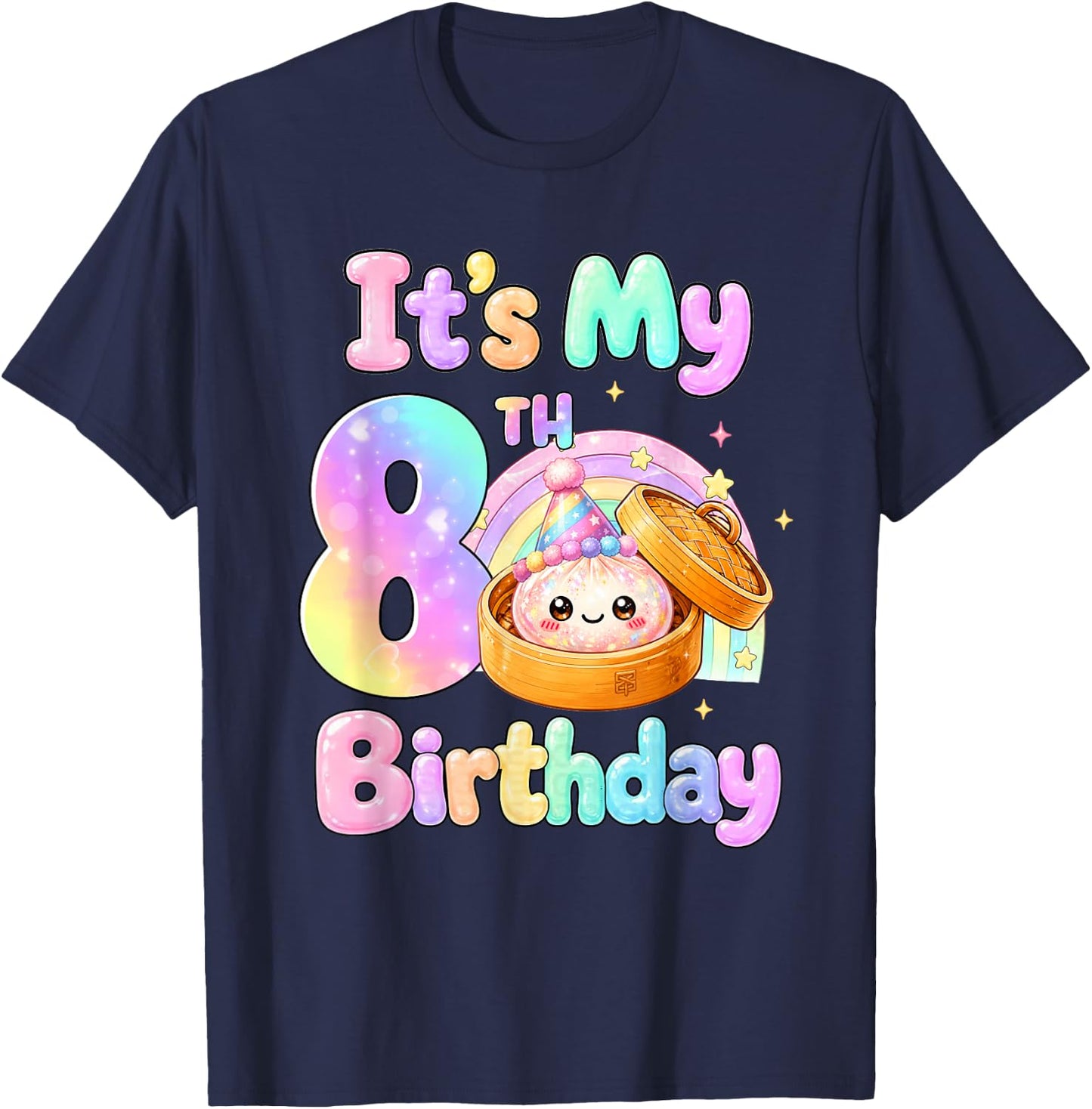 It's My 8th Birthday Kawaii Dumpling Anime Birthday Party T-Shirt - T-Shirt | Navy
