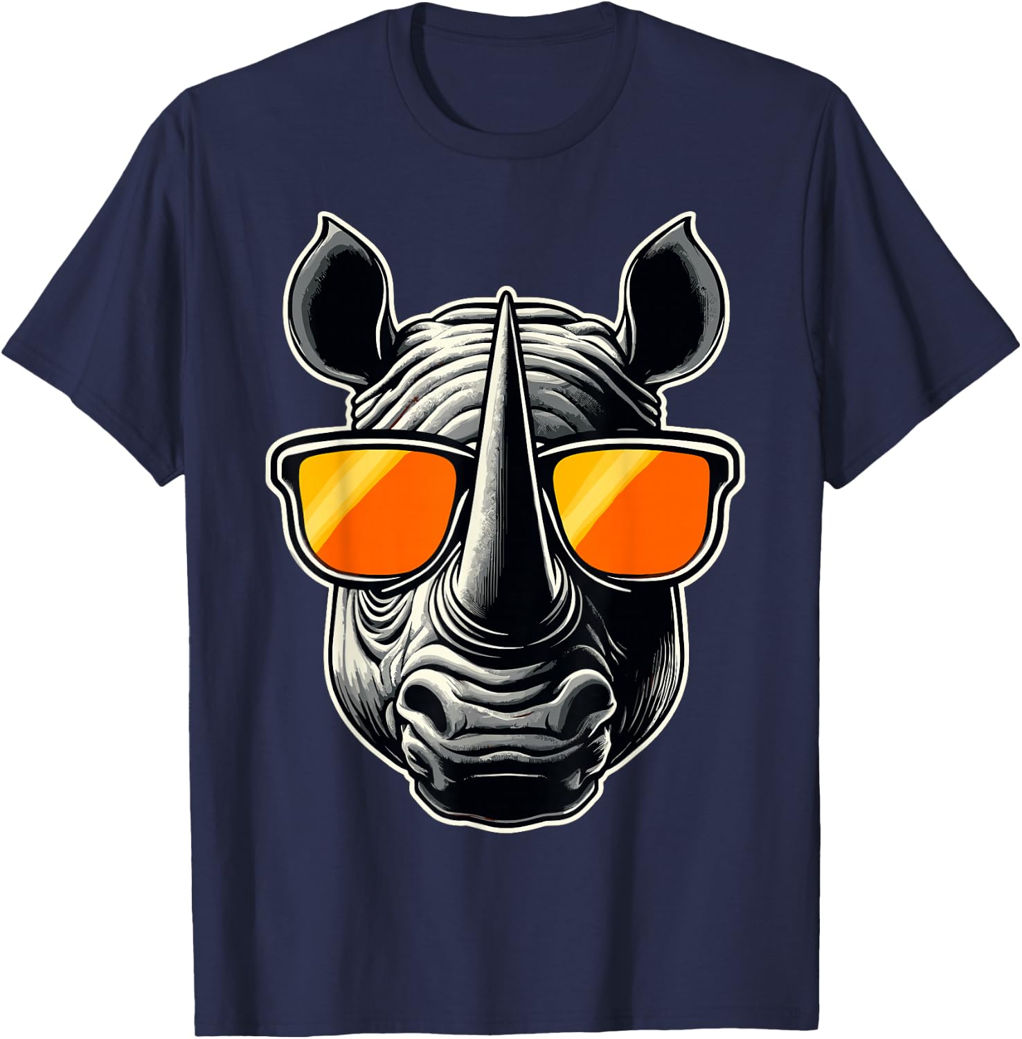 Magical and Funny Rhino lover Gifts Adult Classic Fit Black Animal Print T-Shirt - T-Shirt | Navy