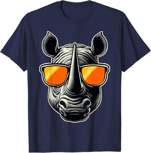 Magical and Funny Rhino lover Gifts Adult Classic Fit Black Animal Print T-Shirt - T-Shirt | Navy