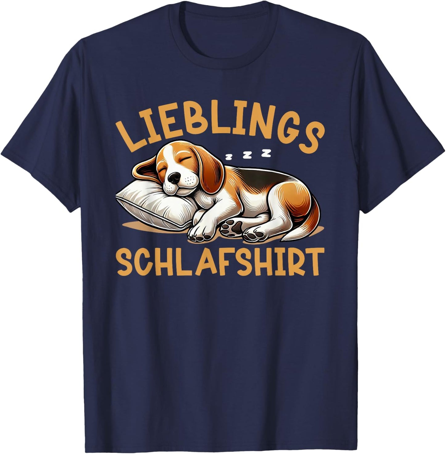 Official Sleep Shirt Funny Beagle Dog Pyjama , black T-Shirt - T-Shirt | Navy