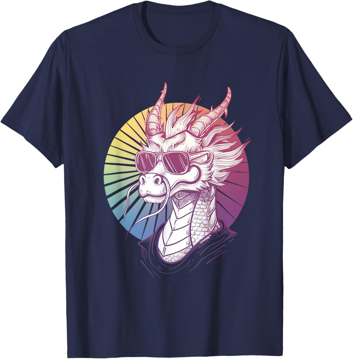Frost Breath & Hot Shades: Icy Cool Dragon T-Shirt - T-Shirt | Navy