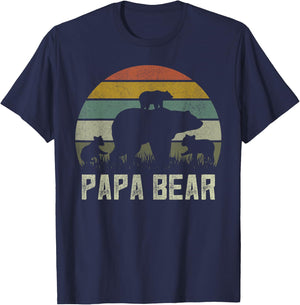Lustige Papa Bär Shirts, Cub 3 Kinder Vatertag Opa T-Shirt - T-Shirt | Navy