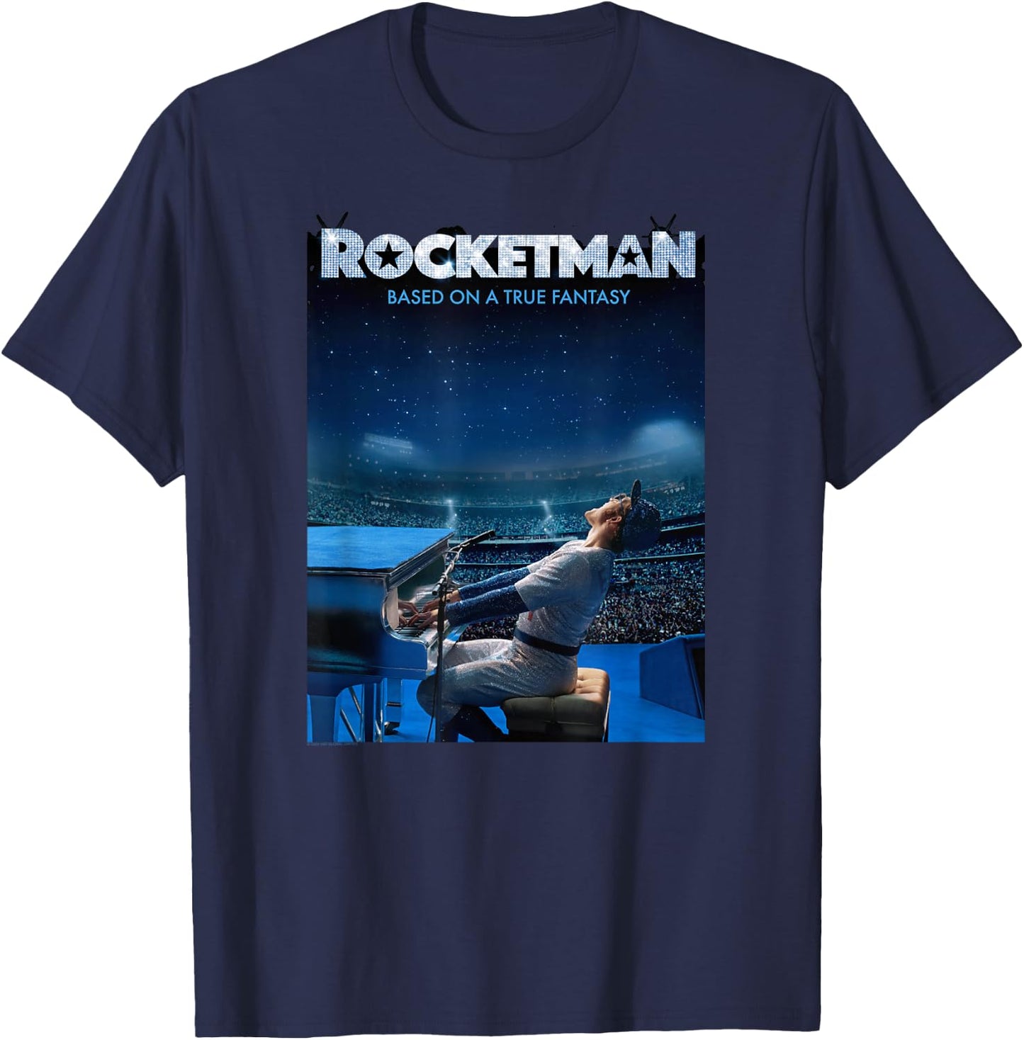 Elton John Rocketman Starry Night Movie Print , grey, S T-Shirt - T-Shirt | Navy