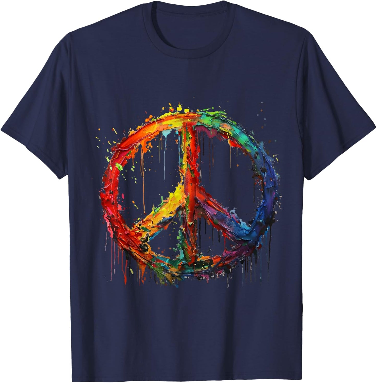 Peace Love Hippie Costume Peace Symbol 60s 70s , Black, S T-Shirt - T-Shirt | Navy