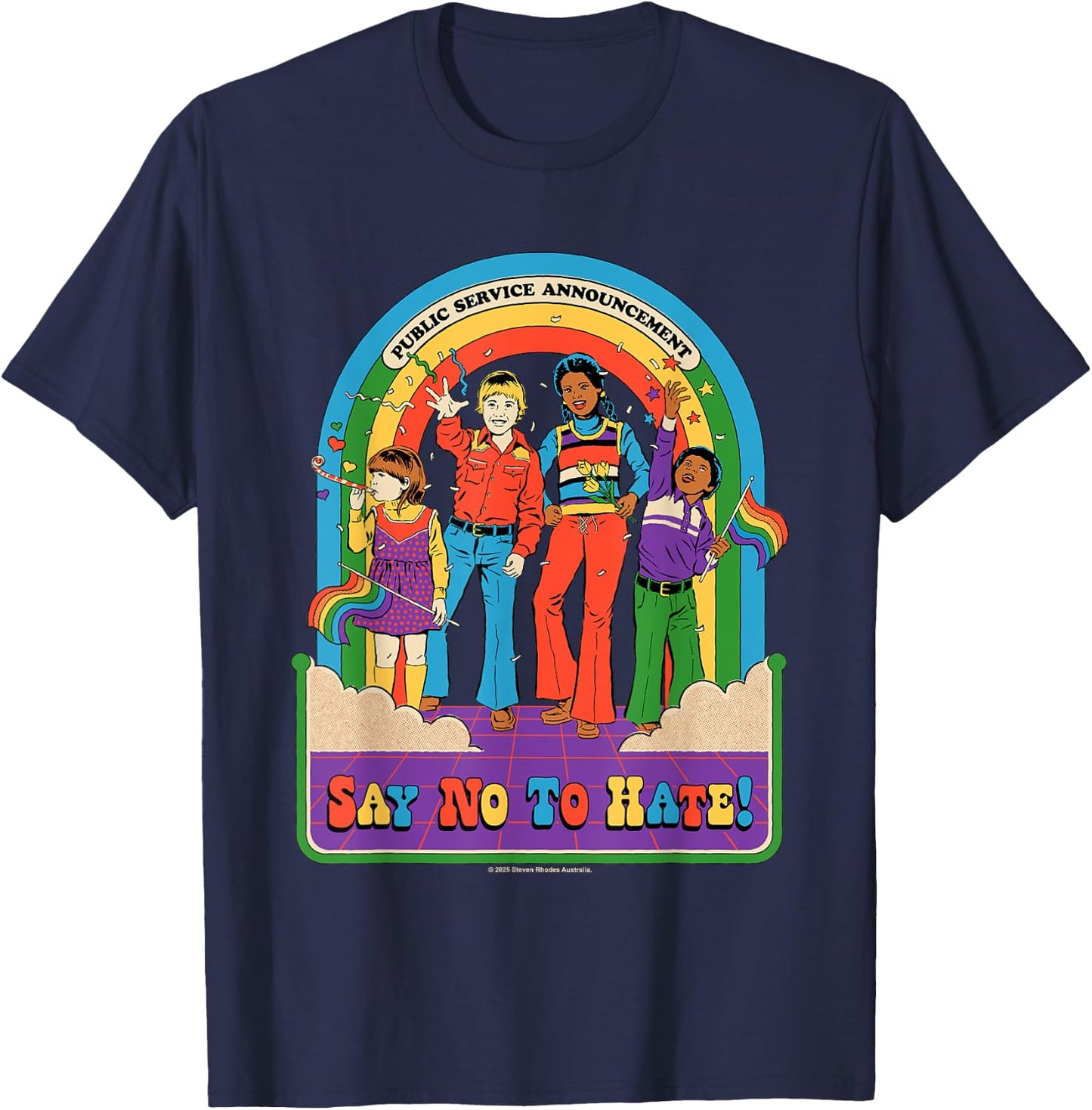 Say No to Hate Sarcastic Retro Vintage Funny Adult Humor T-Shirt - T-Shirt | Navy