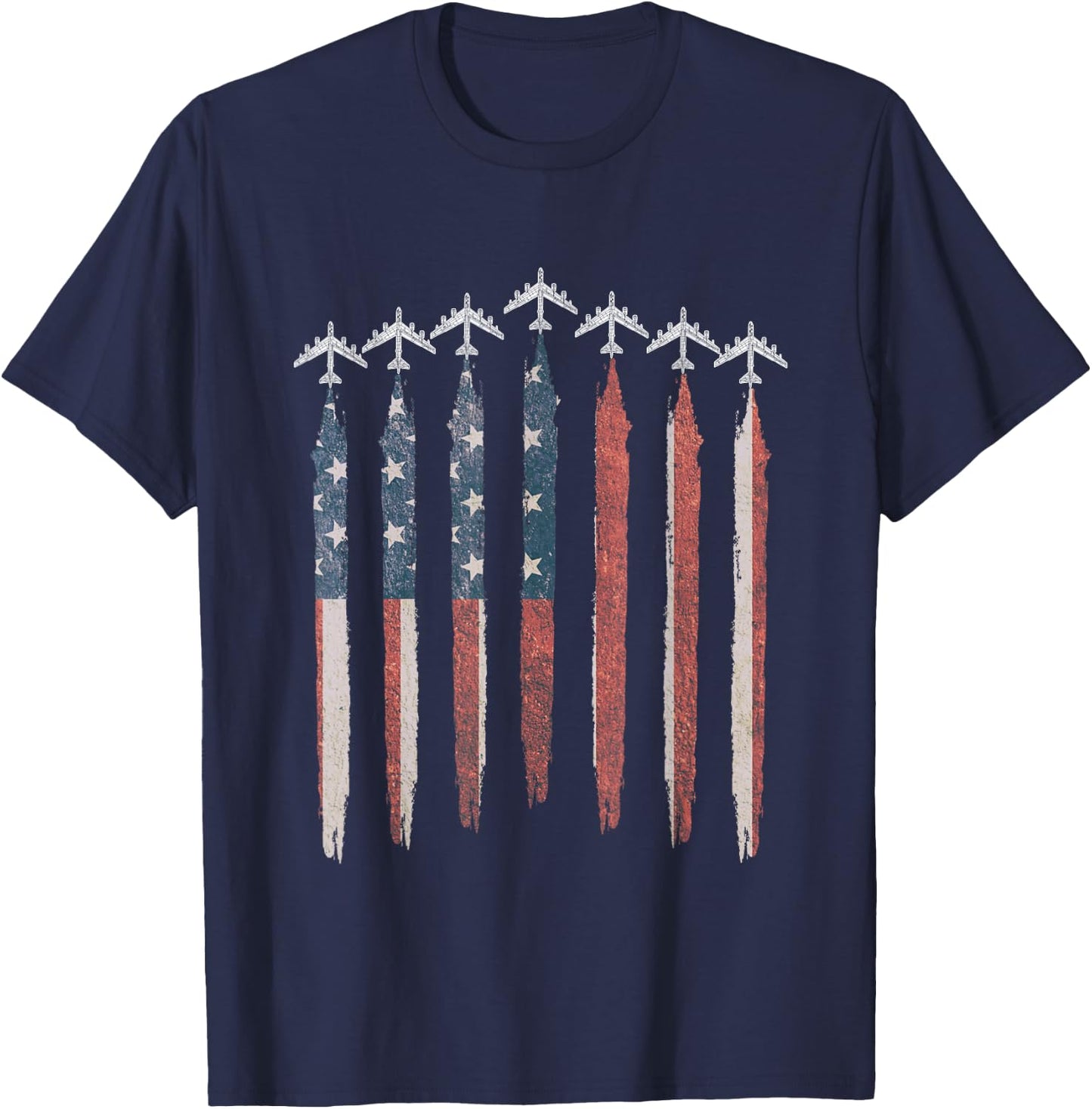 B-52 Stratofortress Bomber Airplane USA Flag B-52 July 4th T-Shirt - T-Shirt | Navy