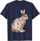 Bunny Floral Easter Day Wildflower Spring Rabbit Girls Women T-Shirt - T-Shirt | Navy