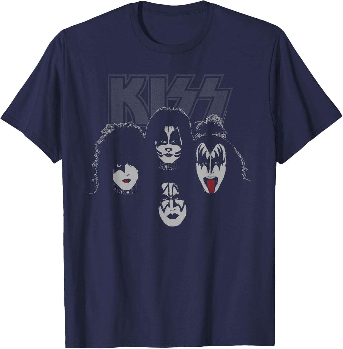 KISS - Fab Four Adult Black Short Sleeve Classic Fit T-Shirt - T-Shirt | Navy