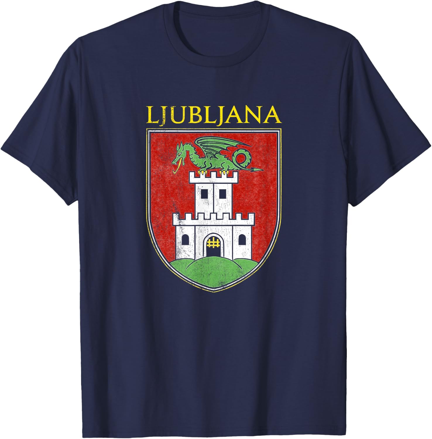 Ljubljana Souvenir Slovenian Slovenia Coat of Arms T-Shirt - T-Shirt | Navy