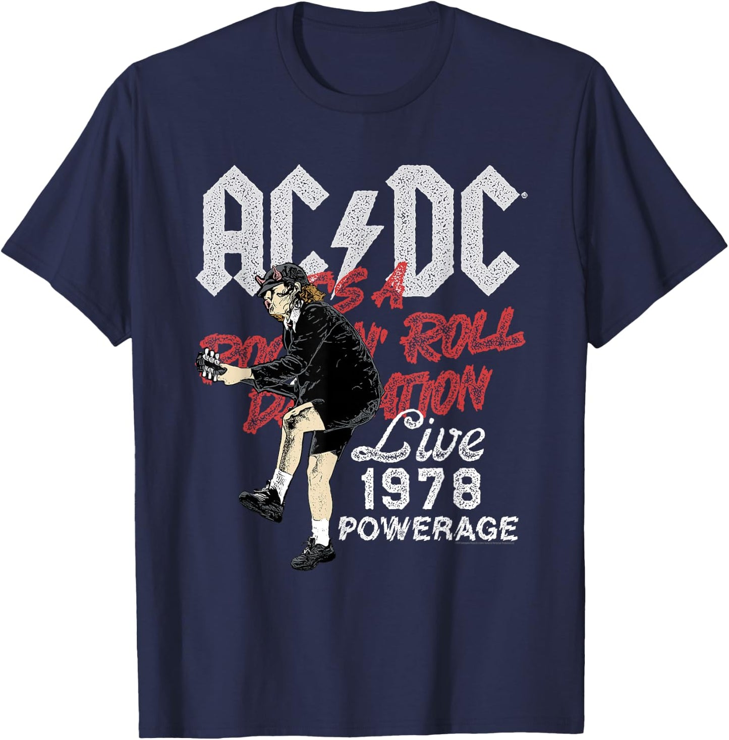 AC/DC Rock and Roll Damnation Live 1978 Powerage T-Shirt - T-Shirt | Navy