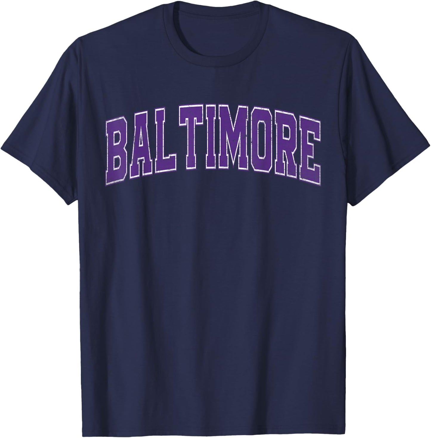 Baltimore MD Vintage Sports Purple Retro Varsity Text T-Shirt - T-Shirt | Navy