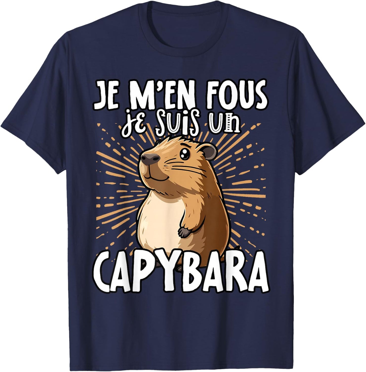 Je M'en Fous Je Suis Un Capybara - Sweet Capybara , Black, S T-Shirt - T-Shirt | Navy
