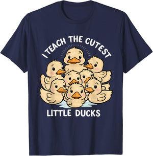 I Teach The Cutest little ducks Kindergarten Teacher T-Shirt - T-Shirt | Navy