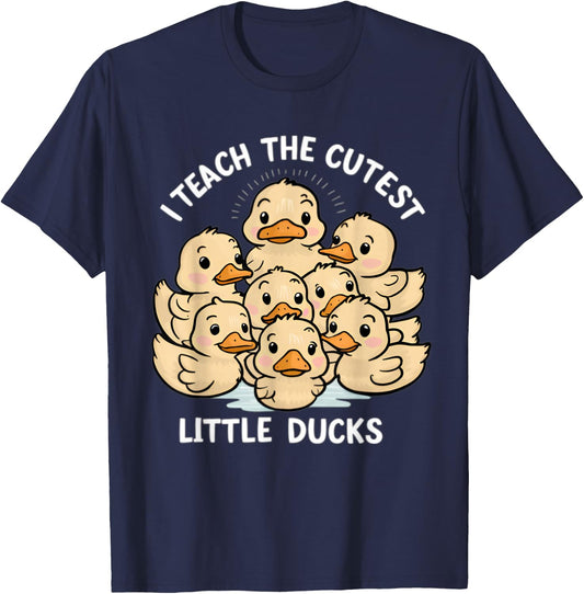 I Teach The Cutest little ducks Kindergarten Teacher T-Shirt - T-Shirt | Navy