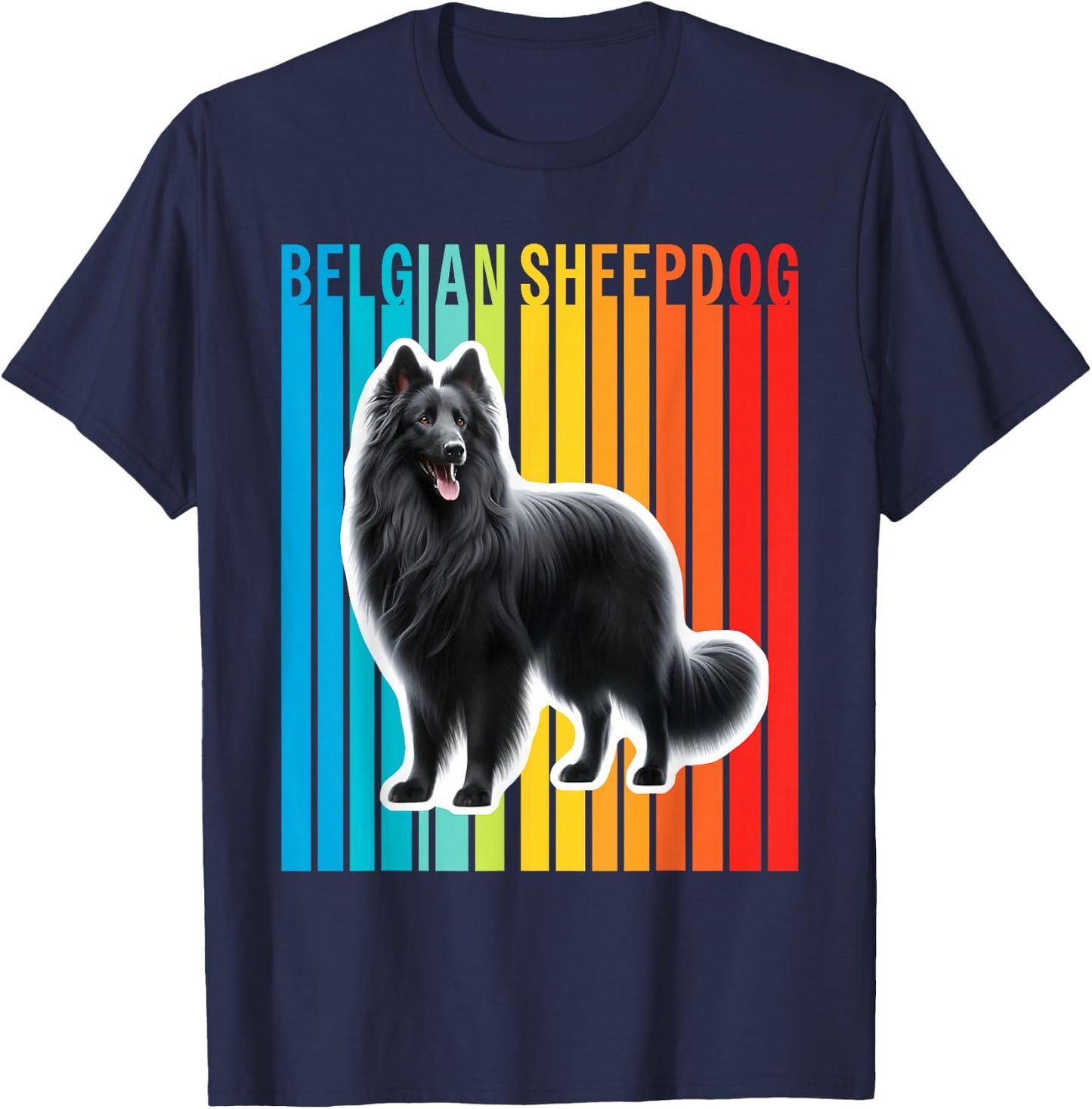 Colorful Belgian Sheepdog T-Shirt - T-Shirt | Navy