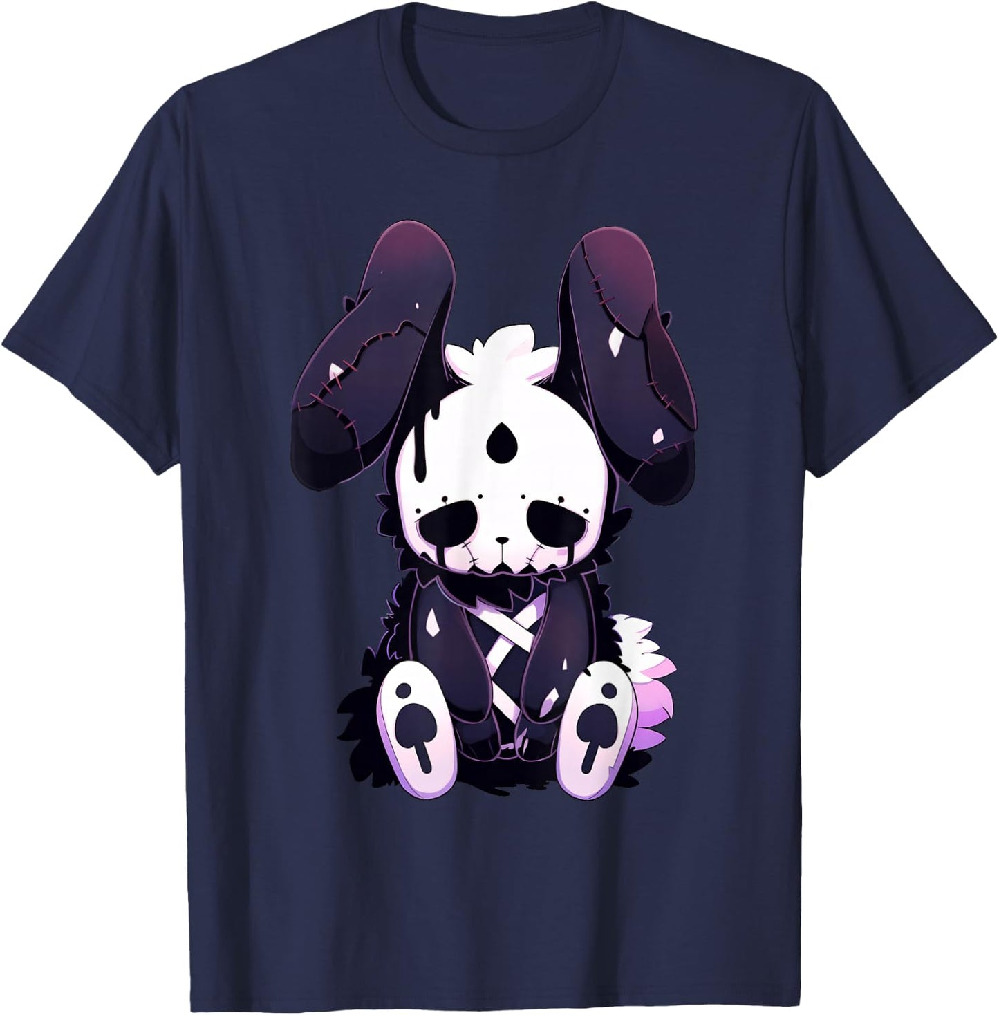 Goth Bunny E-Girl Cute Kawaii Rabbit Gothic Outfit Grunge T-Shirt - T-Shirt | Navy