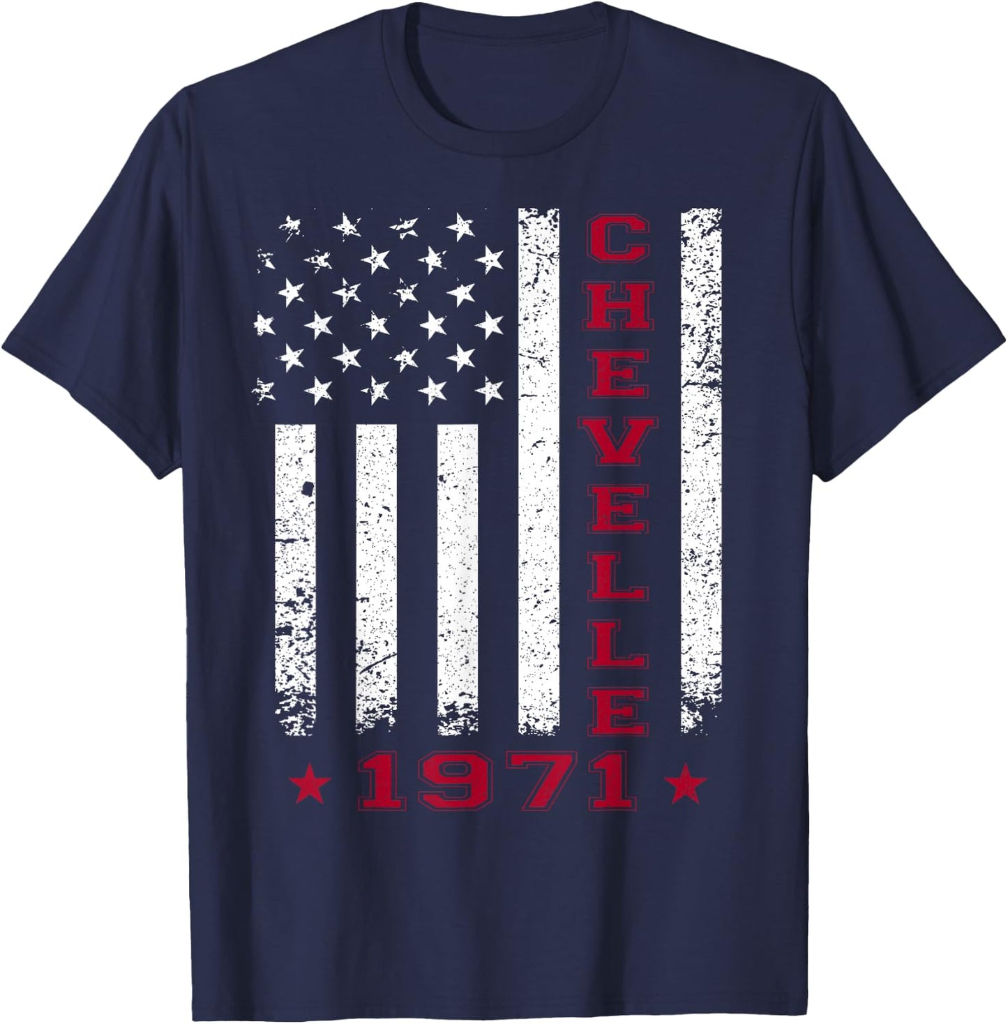 American Flag Jersey Style Chevelle 71 1971 Muscle Car T-Shirt - T-Shirt | Navy
