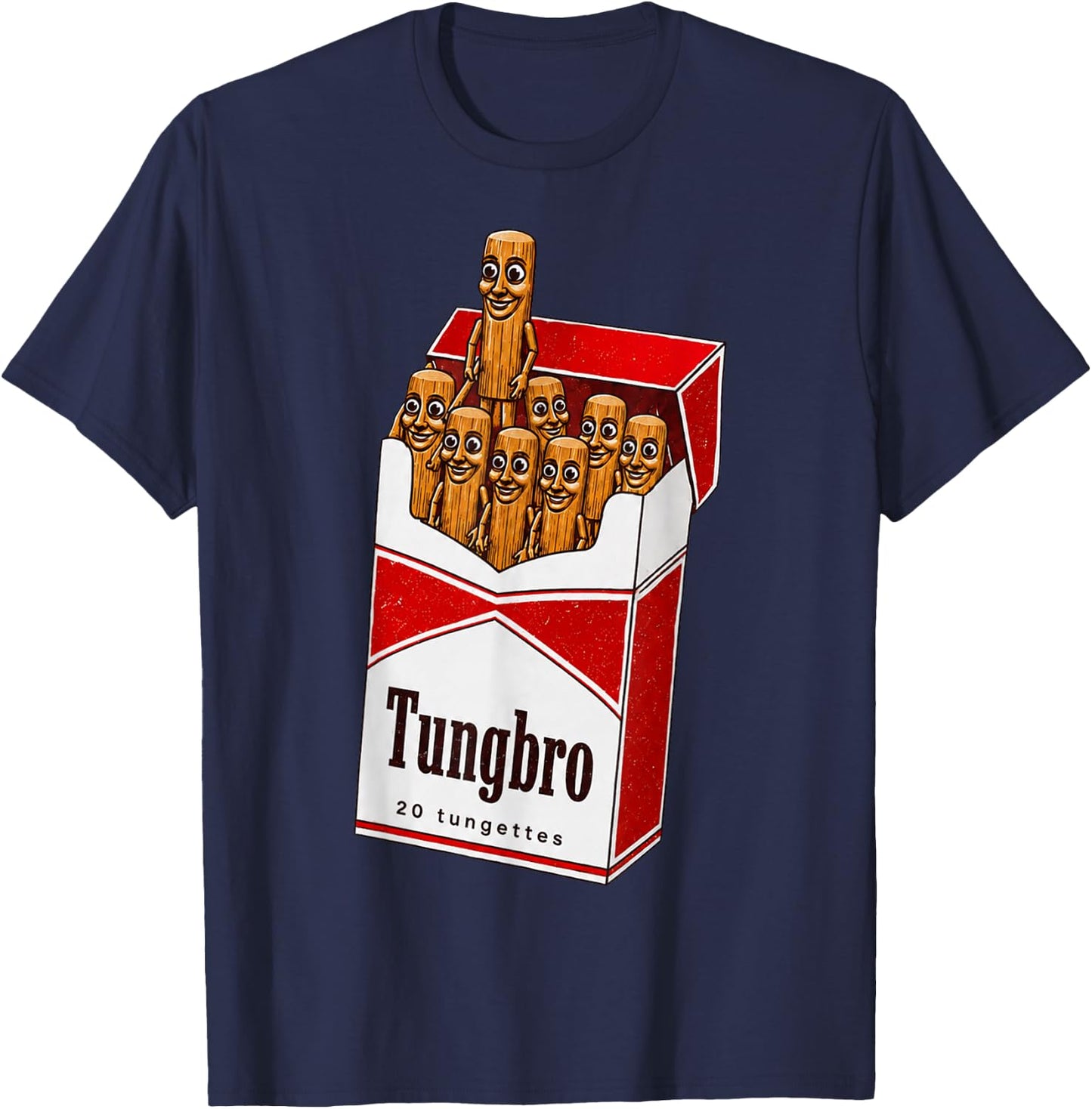 Tung Tung Sahur Cigarette Pack Parody Funny Brainrot Meme T-Shirt - T-Shirt | Navy