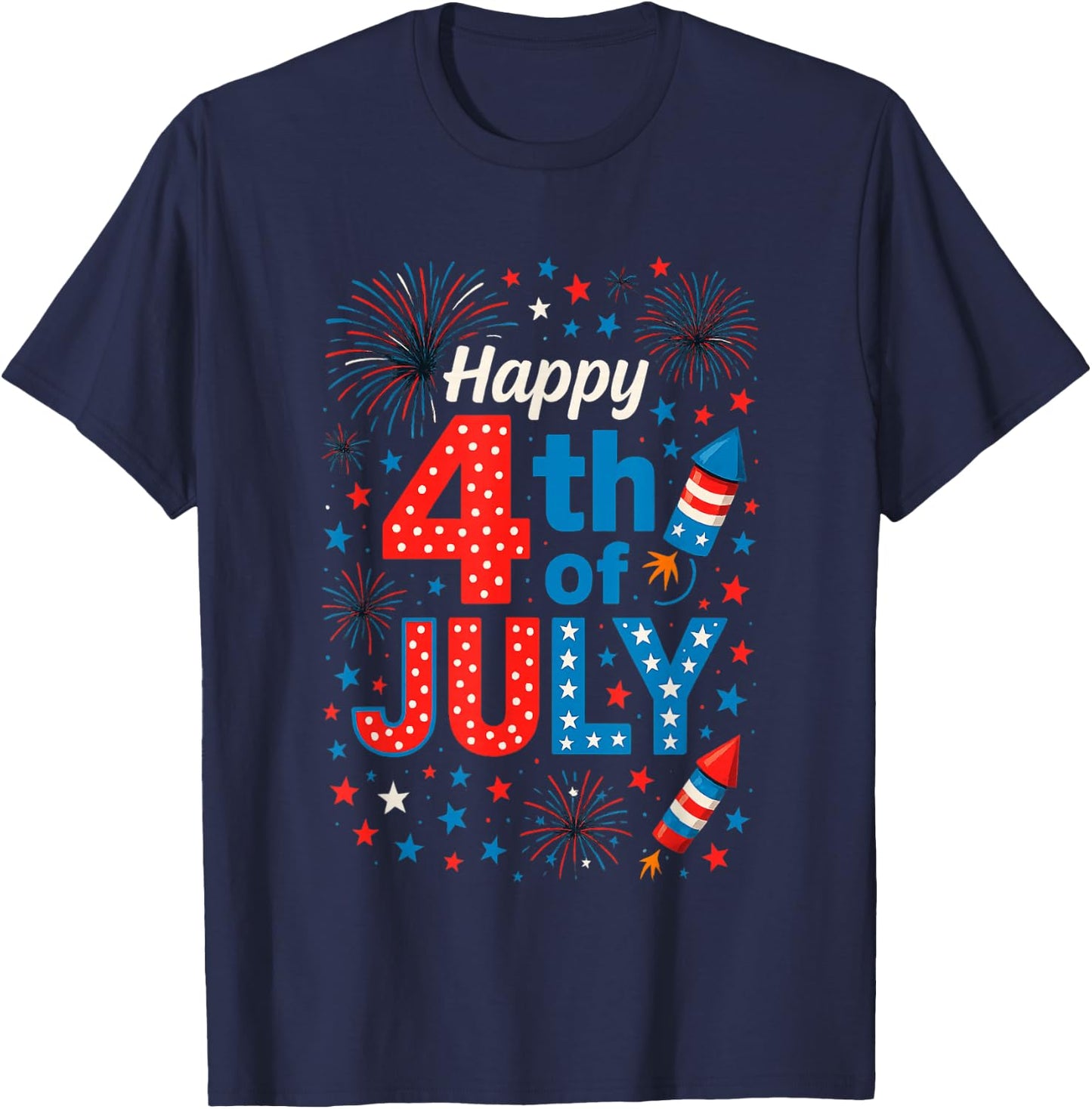 Happy 4th of July Patriotic American Flag USA Men Women Kids T-Shirt - T-Shirt | Navy