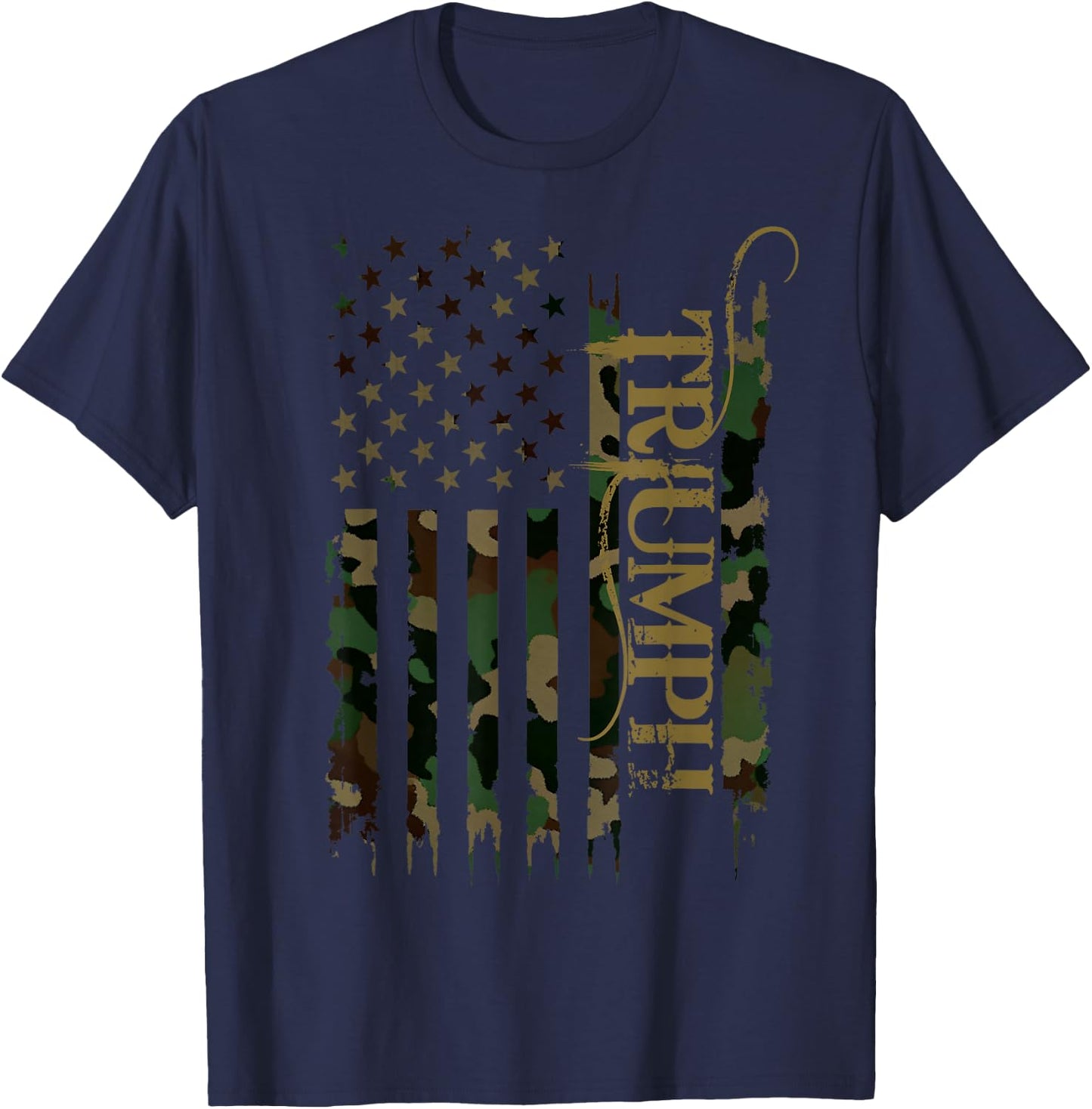 Triumph United States Distressed Camo US Flag , black T-Shirt - T-Shirt | Navy