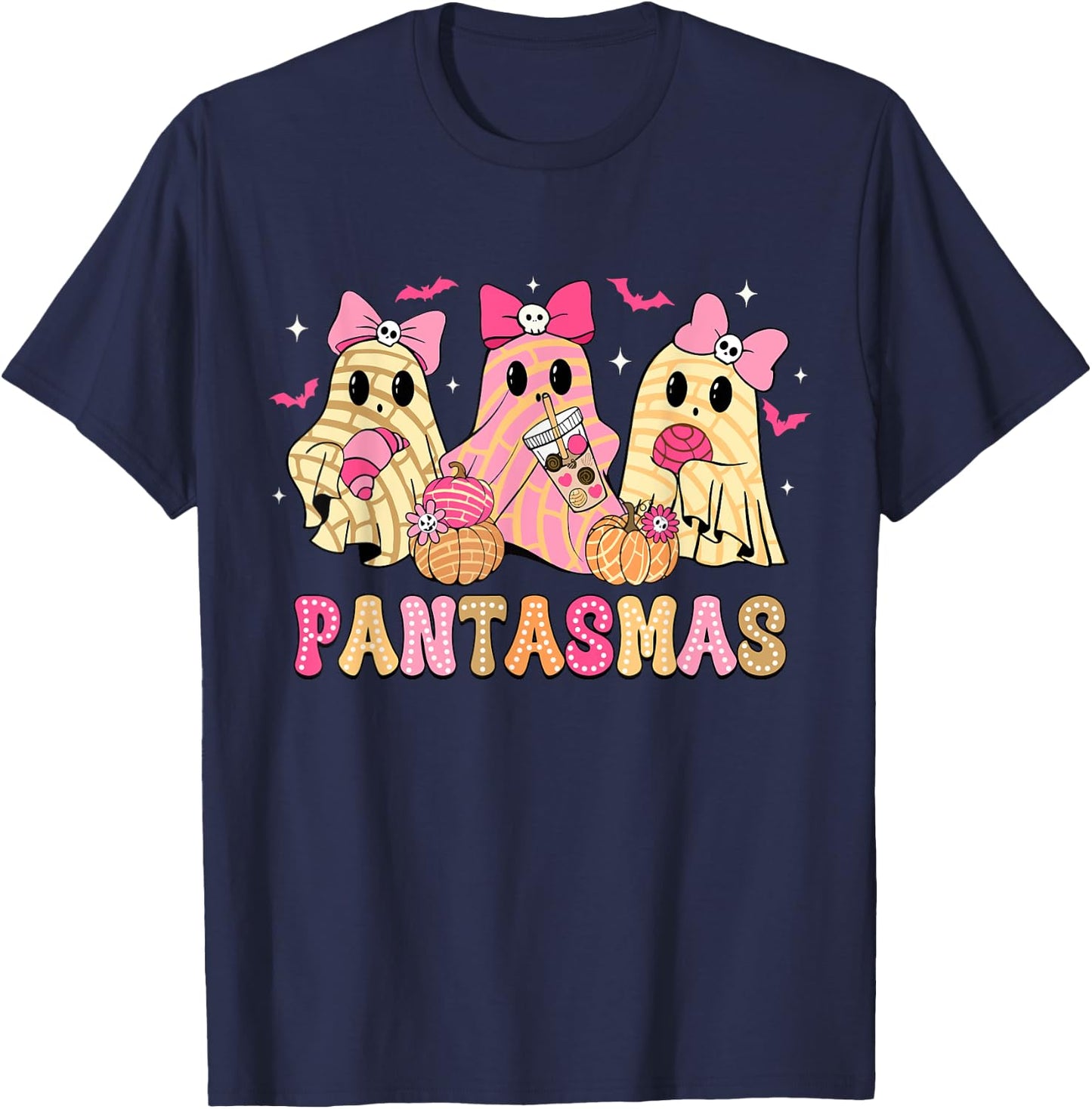 Pantasmas Ghost Funny Spooky Conchas Mexican Halloween Ghost T-Shirt - T-Shirt | Navy