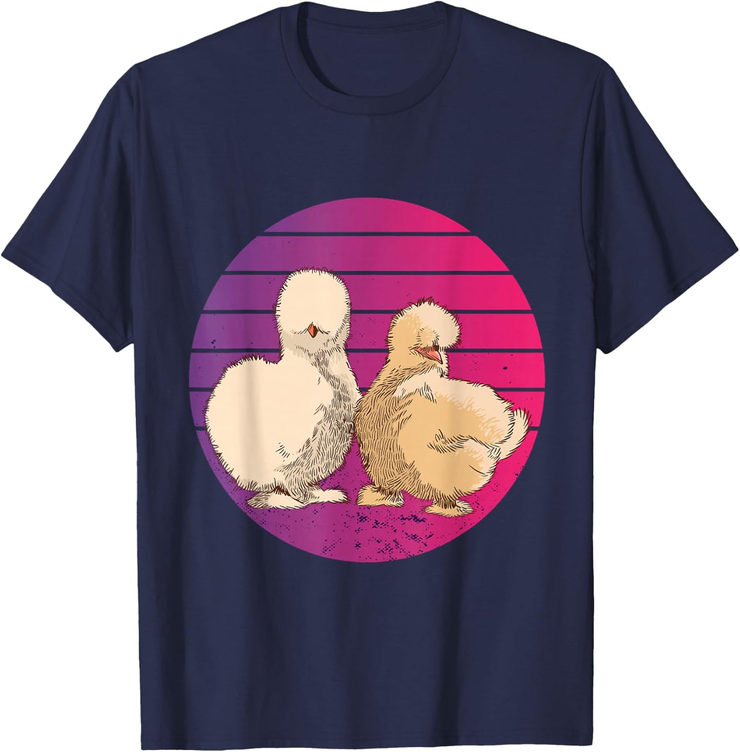 Silkies Vintage Silkie Chicken Silk Hen Retro animals nature T-Shirt - T-Shirt | Navy