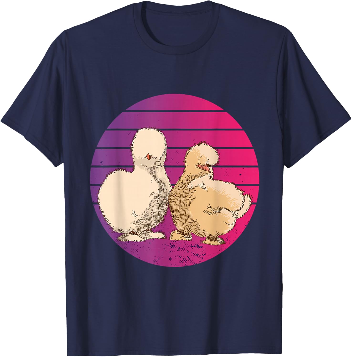 Silkies Vintage Silkie Chicken Silk Hen Retro animals nature T-Shirt - T-Shirt | Navy