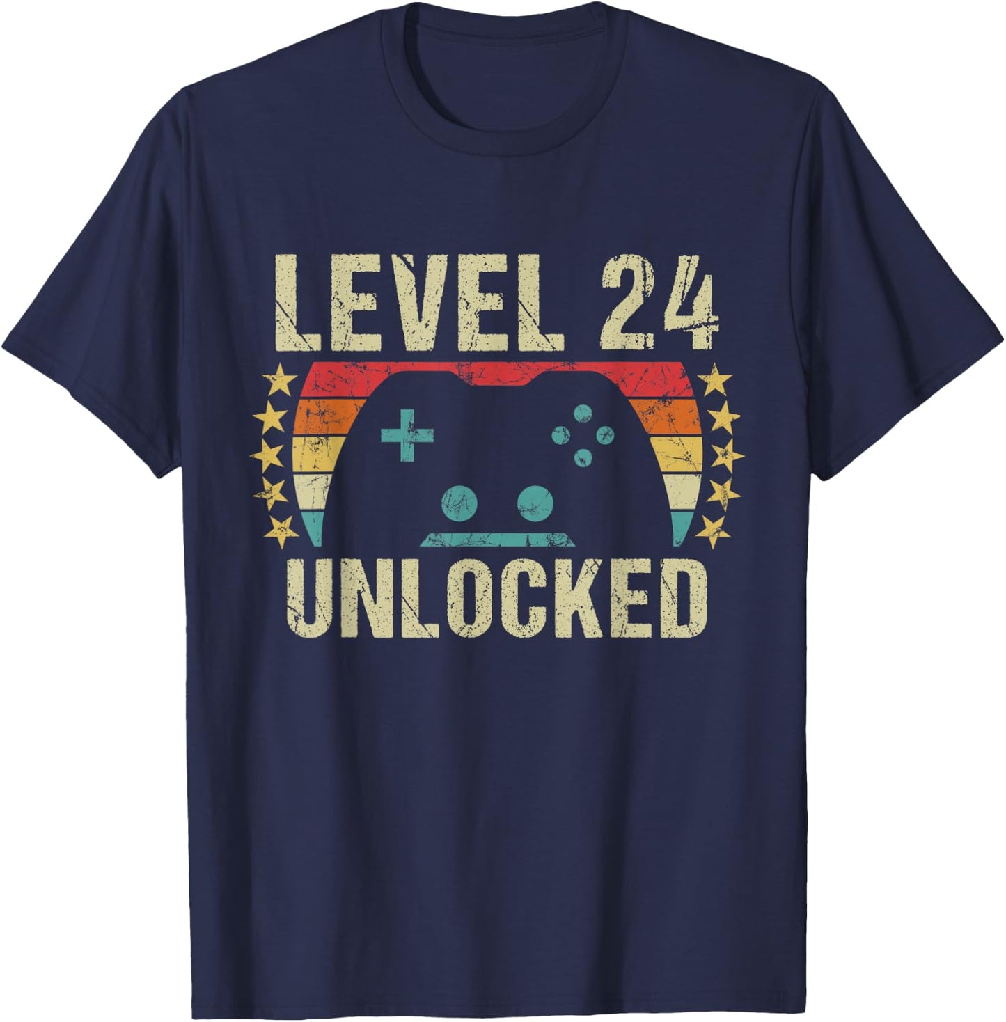 Gaming Vintage 24th Birthday Gift 24 Year Old Boy Girl Gamer T-Shirt - T-Shirt | Navy