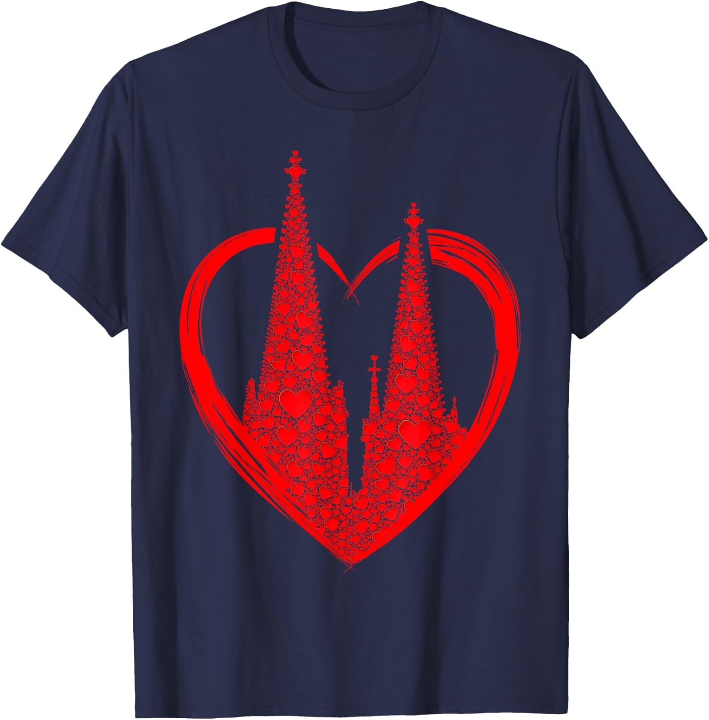 Cologne Cathedral with Heart for Cologne Fans Cologne Hearts Love Cologne , black T-Shirt - T-Shirt | Navy