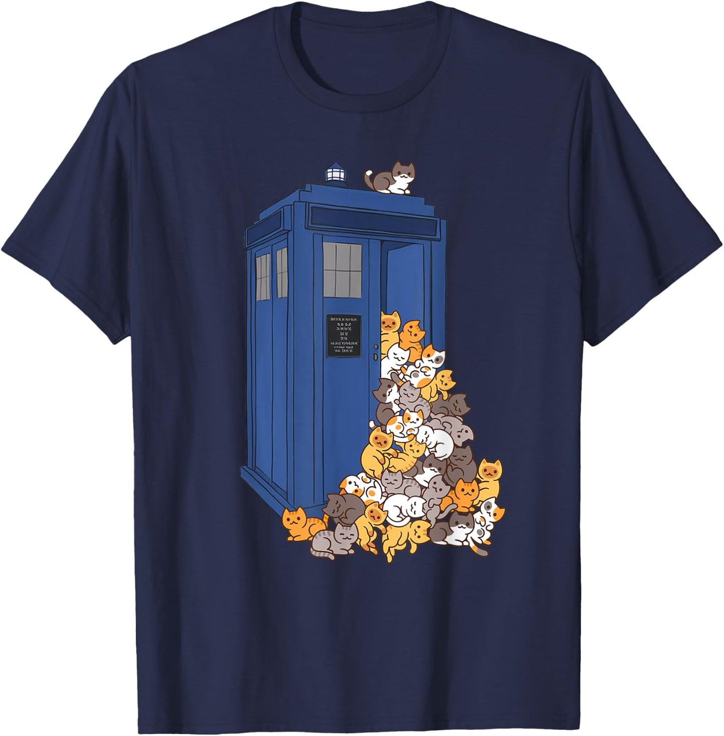 Tardis Funny Cats Vintage Retro Kitten Box T-Shirt - T-Shirt | Navy