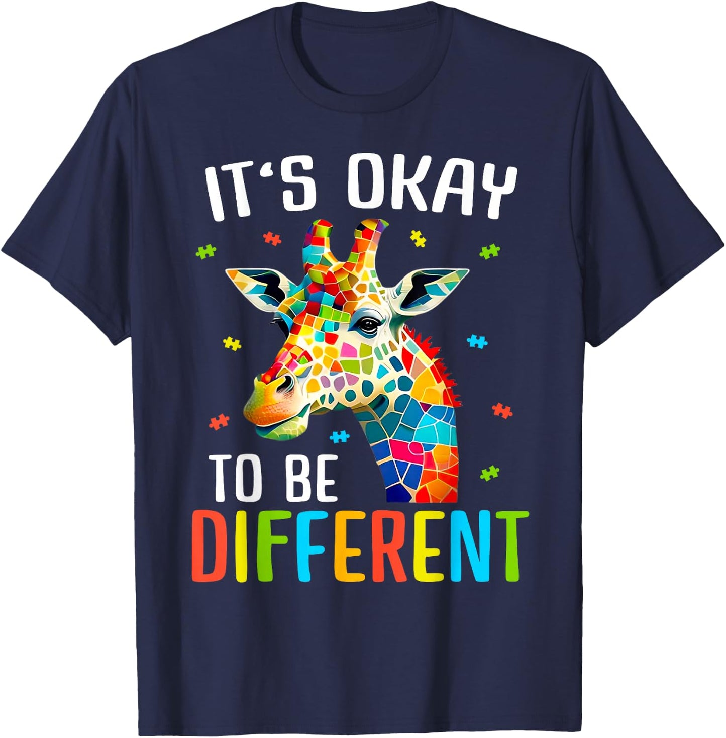 Giraffe Acceptance Children's Boys Girls Its Ok To Be Different T-Shirt - T-Shirt | Navy