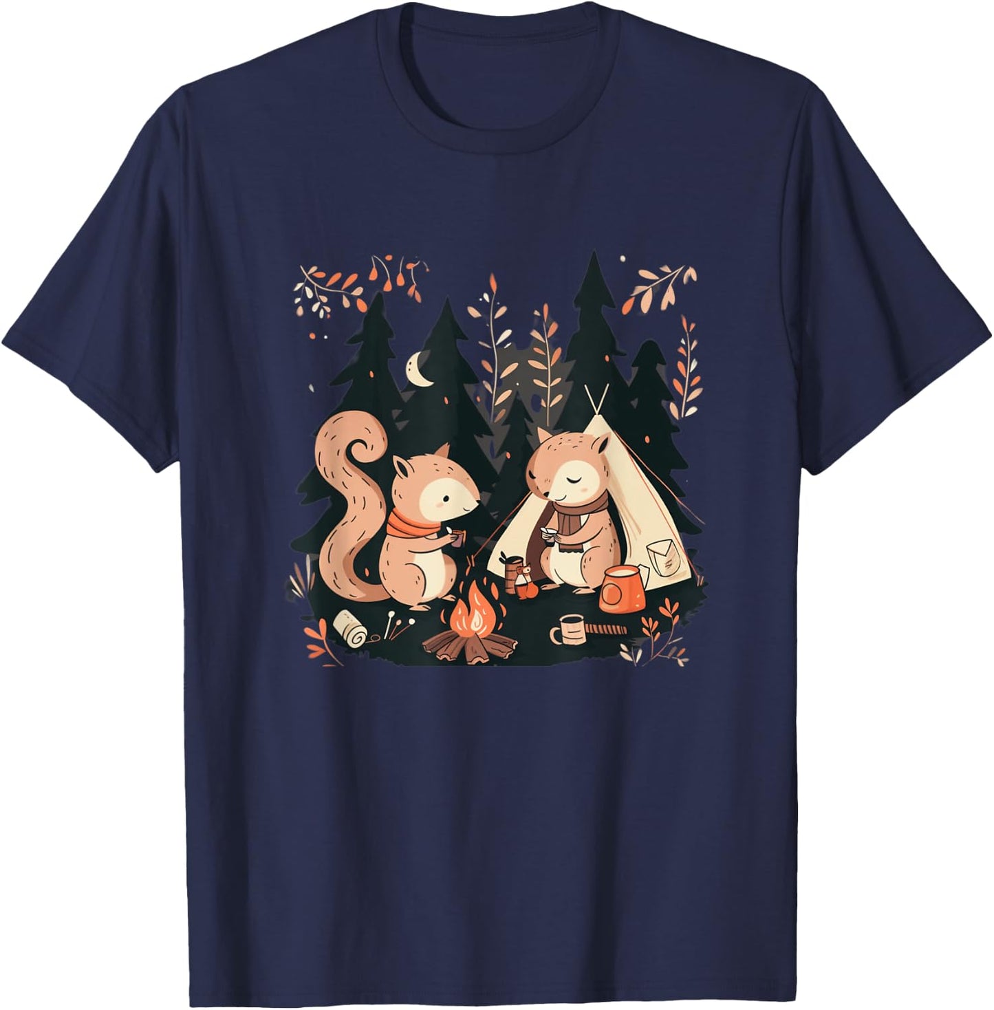 Camping Squirrels T-Shirt - T-Shirt | Navy