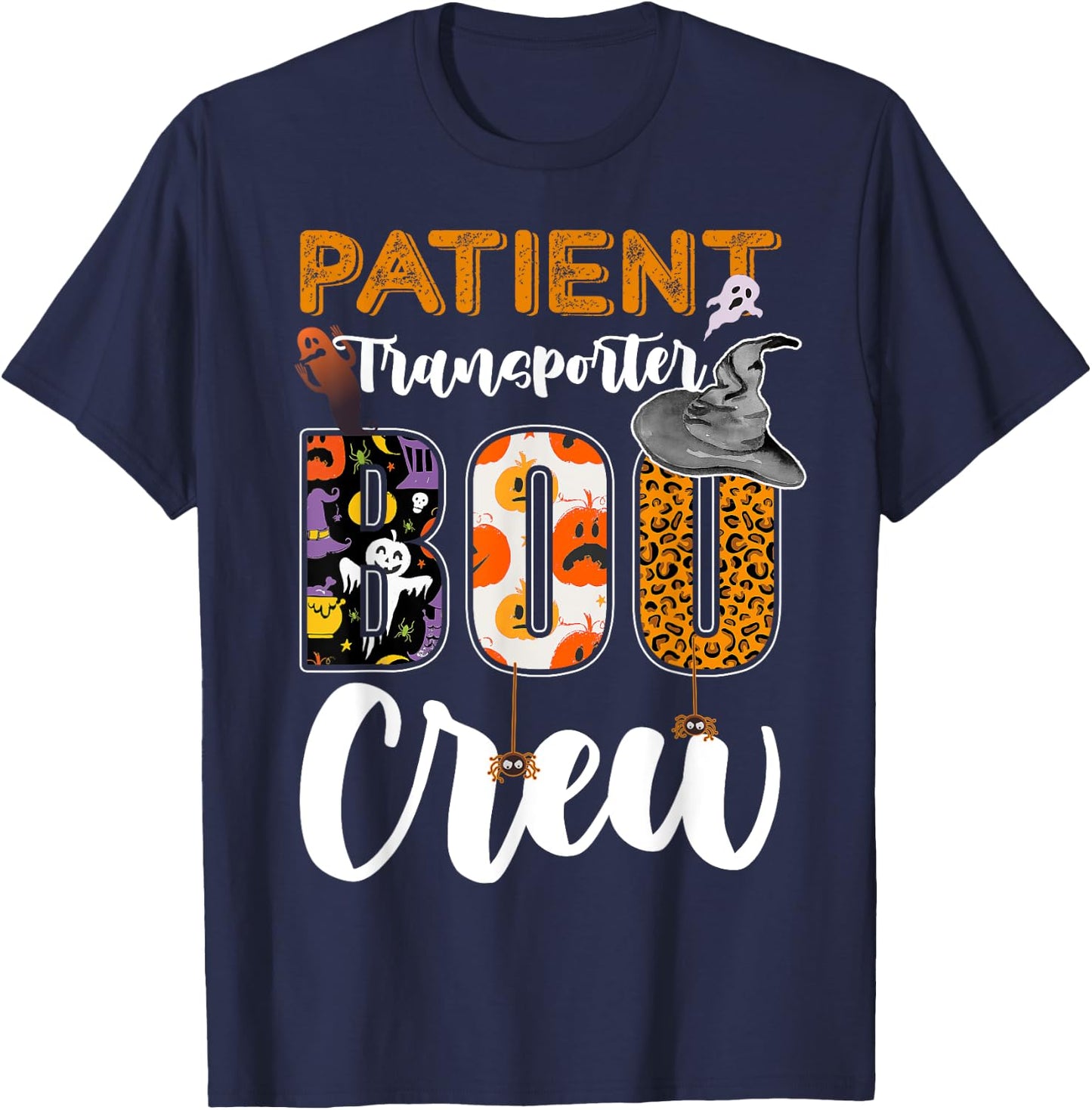 Patient Transporter Boo Crew Halloween Matching T-Shirt - T-Shirt | Navy