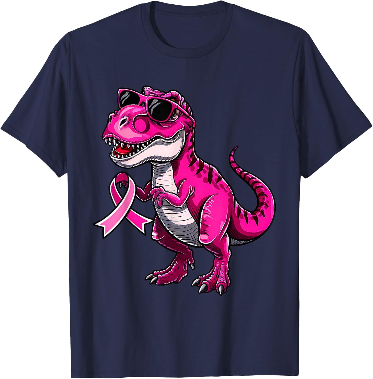 In October We Wear Pink Dinosaur Breast Cancer Awareness T-Shirt - T-Shirt | Navy