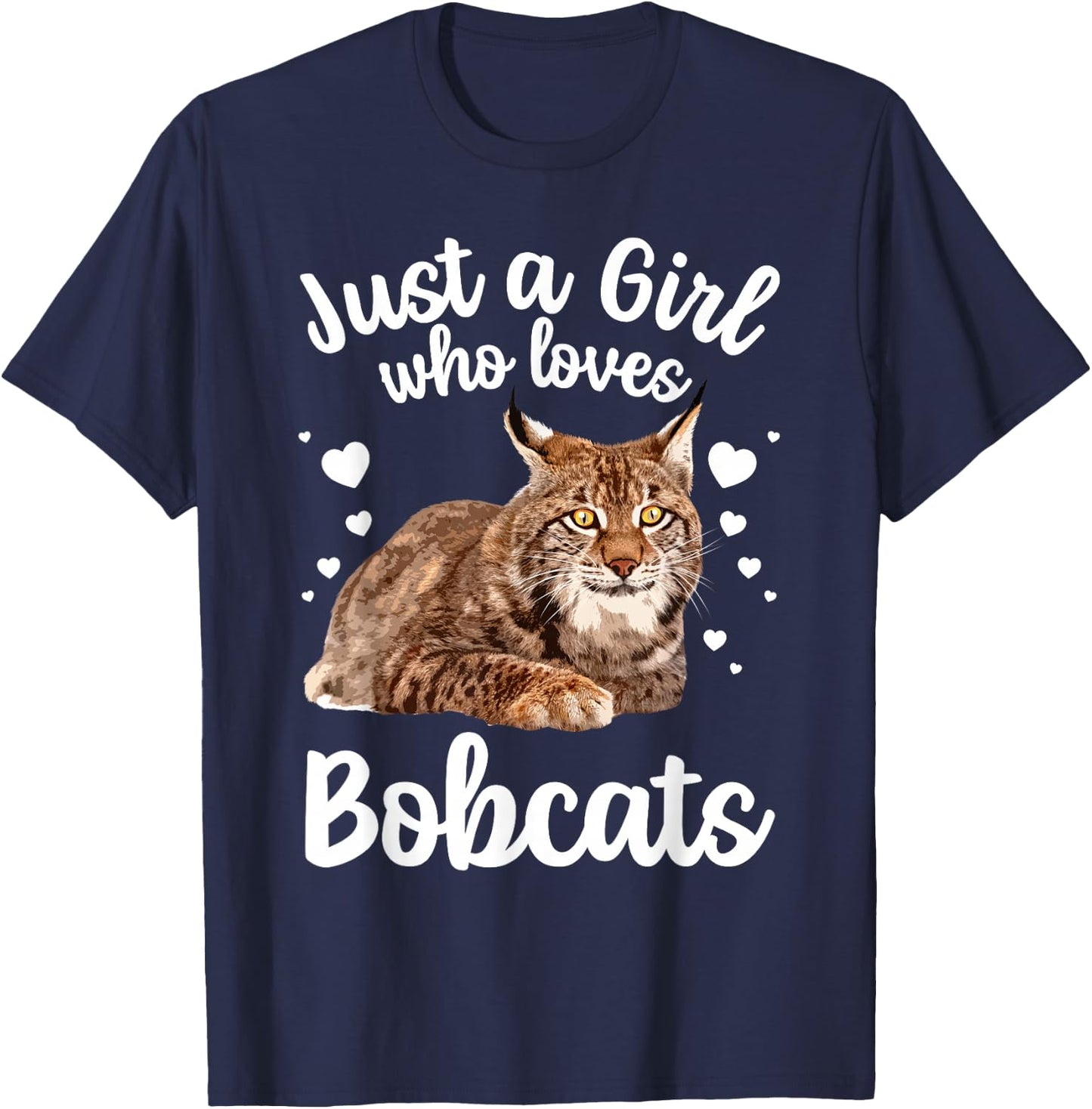 Cool Bobcat for Girls Kids Women Cat Animal Lover Bobcats T-Shirt - T-Shirt | Navy