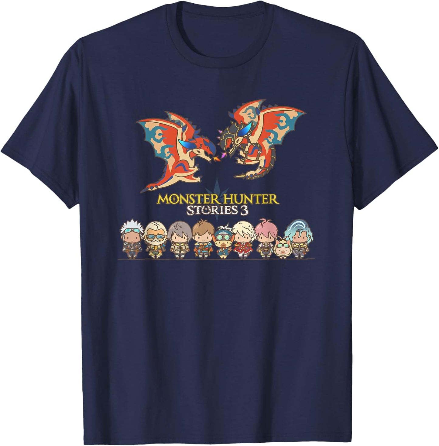 Monster Hunter Stories 3 Chibi Art FP T-Shirt - T-Shirt | Navy