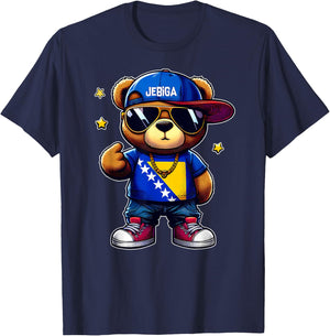 JEBIGA Niedlicher Teddybär mit bosnischer Flagge lustiges T-Shirt - T-Shirt | Navy