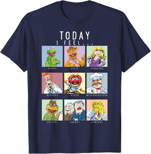Disney The Muppets Today I Feel Box Up Character Portraits T-Shirt - T-Shirt | Navy