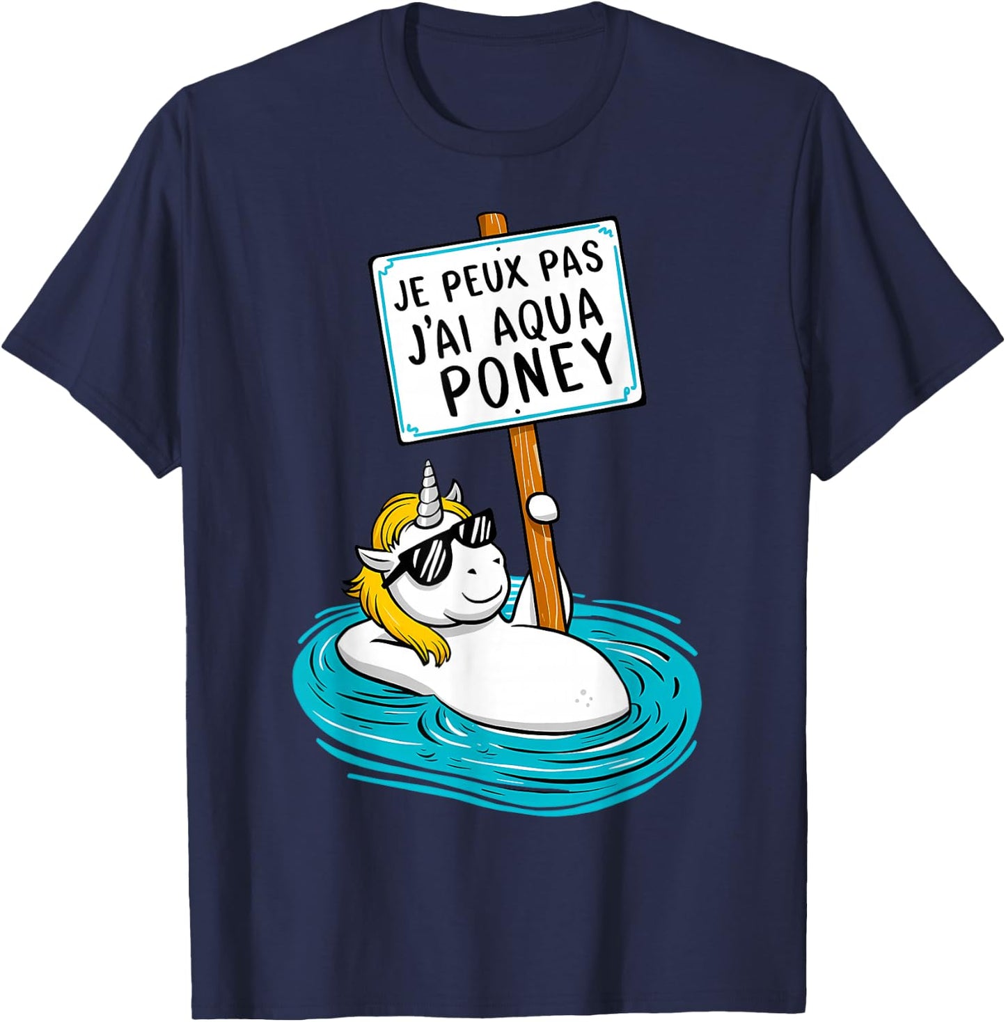 I Can't Have Aqua Pony , Black, S T-Shirt - T-Shirt | Navy