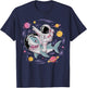 Astronaut Riding Shark Birthday Party in Outer Space T-Shirt - T-Shirt | Navy