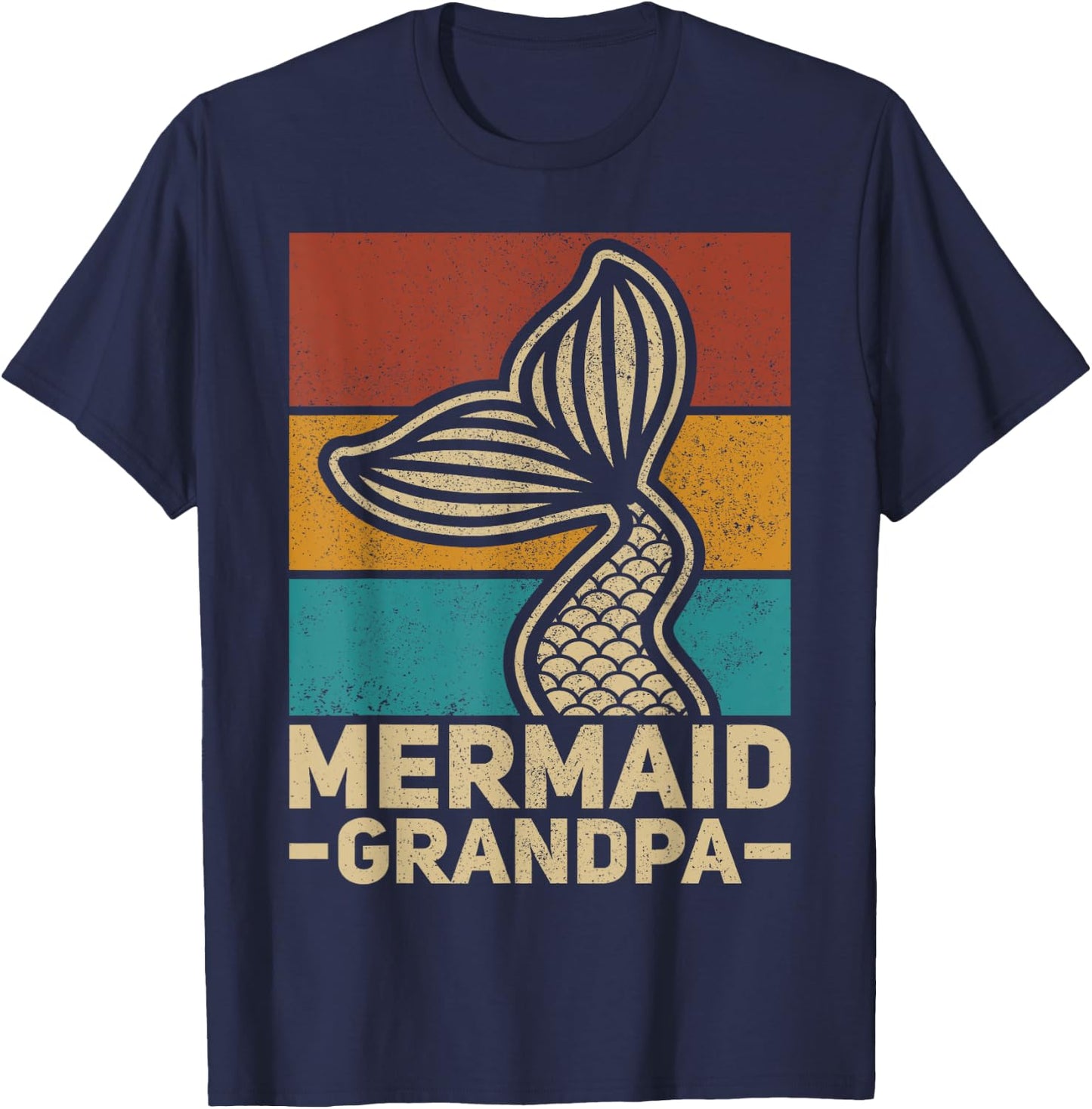 Mermaid Grandpa Mermaid Birthday Party Grandfather Outfit T-Shirt - T-Shirt | Navy