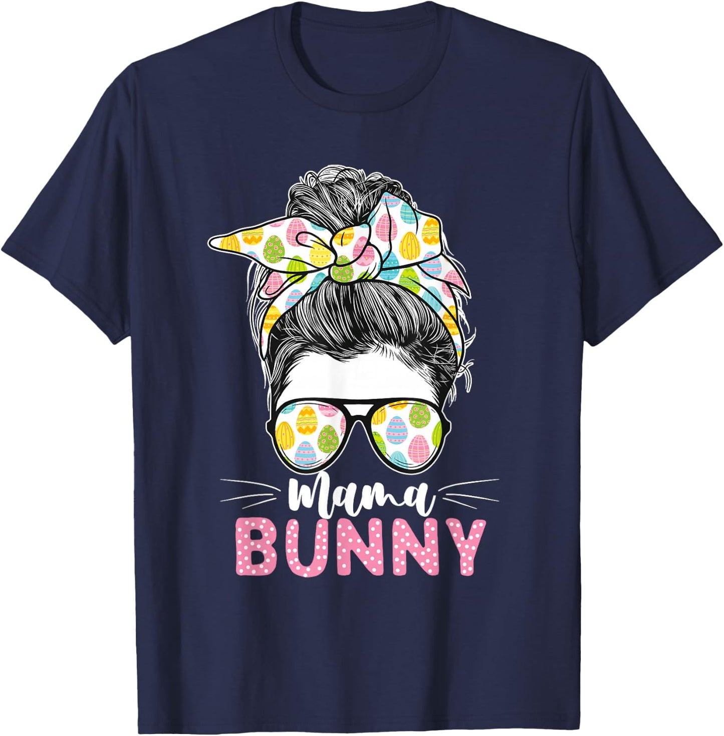 Mama Bunny - Leopard Sunglasses Easter Sunday Bunny T-Shirt - T-Shirt | Navy