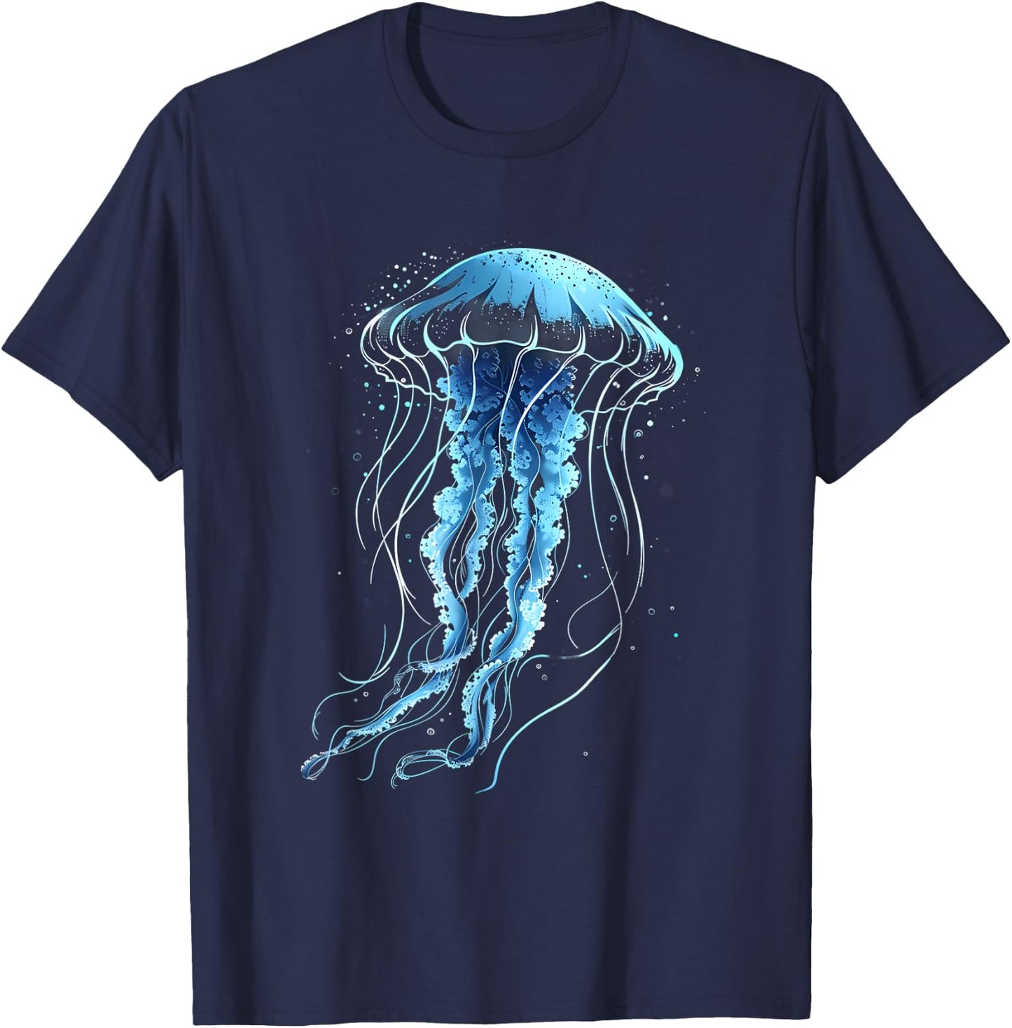 Jellyfish Sea Mammal Sea Ocean Animal Artwork , black T-Shirt - T-Shirt | Navy