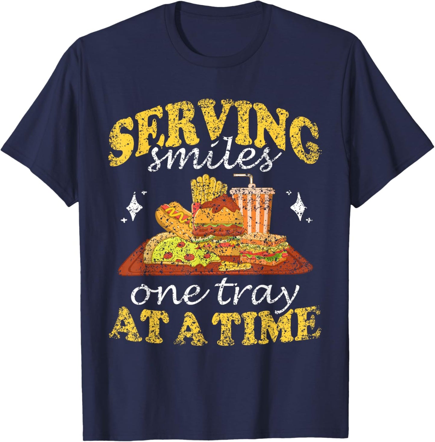 Serving Smiles One Tray At A Time Ladies Cafeteria Worker T-Shirt - T-Shirt | Navy
