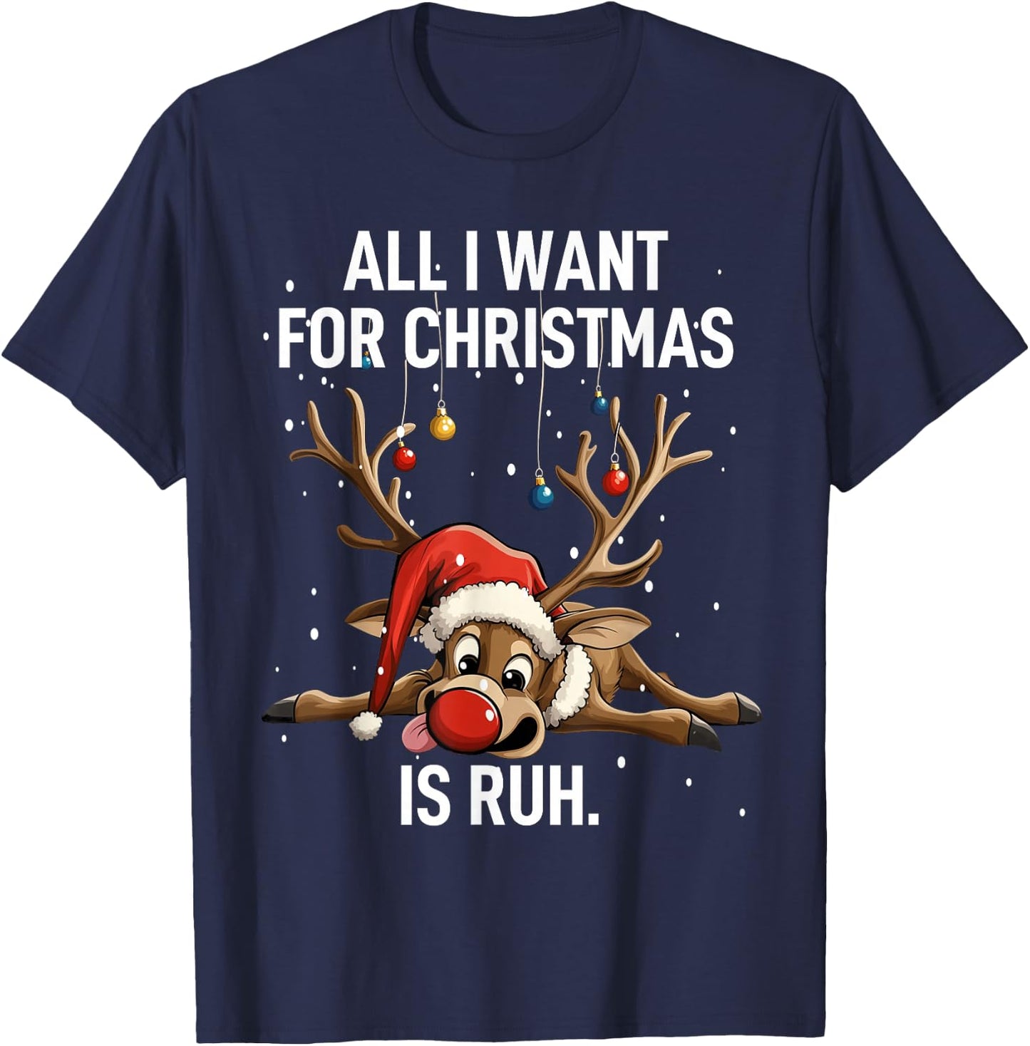 Christmas Shirt Men's Gifts Funny Reindeer , black T-Shirt - T-Shirt | Navy