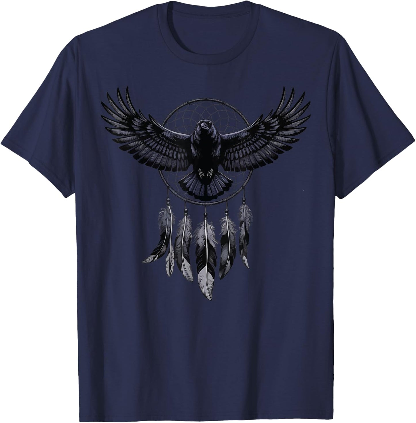Raven Dreamcatcher Goth T-Shirt - T-Shirt | Navy